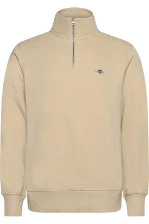 GANT Reg Shield Half Zip Sweat Tops Sweatshirts & Hoodies Sweatshirts Cream