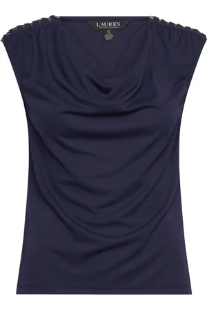 Ralph Lauren Jersey Sleeveless Cowlneck Top Tops T-shirts & Tops Sleeveless Navy