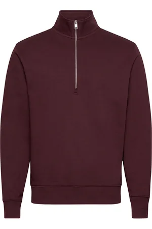 MANGO Regular-Fit Zip-Neck Sweatshirt Tops Sweatshirts & Hoodies Sweatshirts Burgundy