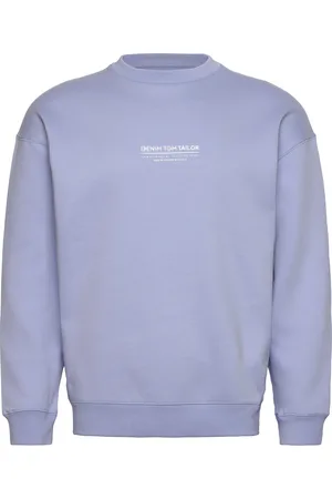 TOM TAILOR Relaxed Printed Crewneck Sweatshirt Tops Sweatshirts & Hoodies Sweatshirts Blue