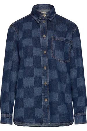 Marimekko Maridenim Vaihe Jäkälä Tops Shirts Denim Shirts Blue
