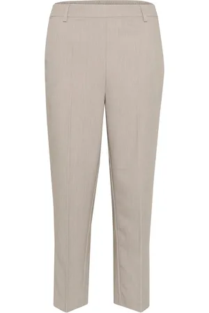 Kaffe Kasakura Hw Cropped Pants Bottoms Trousers Straight Leg Beige