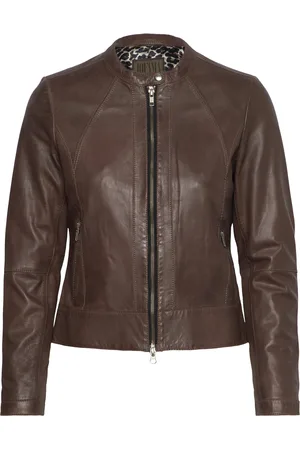 Jofama Diora Classic Leather Jacket Læderjakke Skindjakke Brown