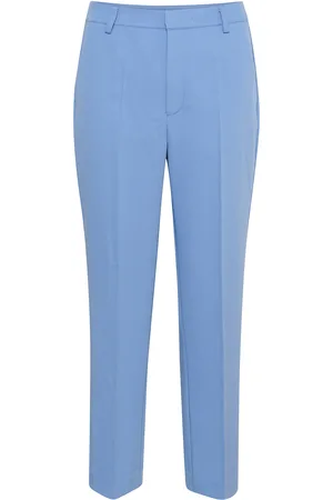 Kaffe Kasakura Hw Zipper Pants Bottoms Trousers Straight Leg Blue