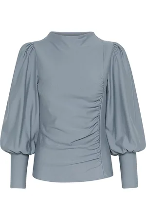 Gestuz Rifagz Puff Blouse Tops Blouses Long-sleeved Blue