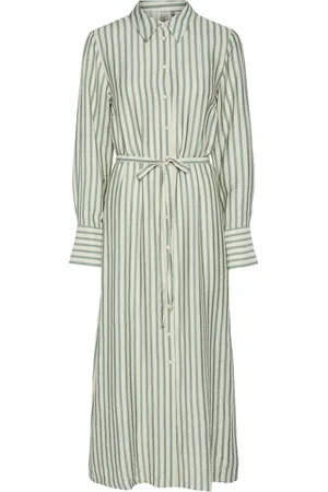 Y.A.S Kaya Ls Long Shirt Dress S. Noos Knælang Kjole Green