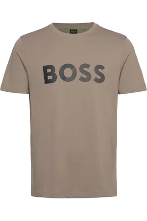 HUGO BOSS Tee Tape Logo Sport Men Men Sports Clothes Sport Tops Sport T-Skjorte Beige