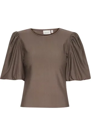 Gestuz Rifagz Balloon Blouse Tops Blouses Short-sleeved Brown