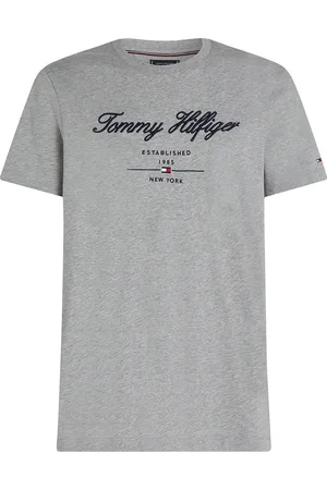 Tommy Hilfiger Script Logo Tee Tops T-Kortærmet Skjorte Grey