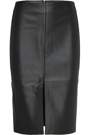 MANGO Faux-Leather Pencil Skirt Skirts Knee-length & Midi Skirts Black