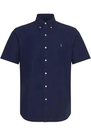 Ralph Lauren Custom Fit Stretch Poplin Shirt Tops Shirts Short-sleeved Shirts Navy