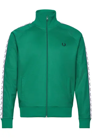 Fred Perry Taped Track Jacket Tops Sweatshirts & Hoodies Sweatshirts Green