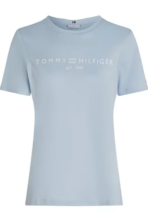 Tommy Hilfiger Reg Corp Logo C-Nk Ss Tops T-shirts & Tops Short-sleeved Blue