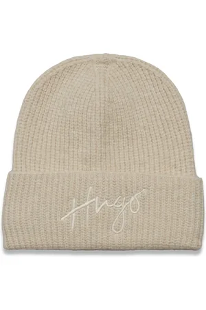 HUGO BOSS Socialy_Hat Accessories Headwear Beanies Beige
