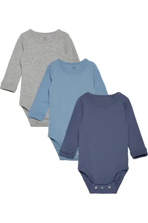 Lindex Body Basic 3 Pack Bodies Long-sleeved Blue