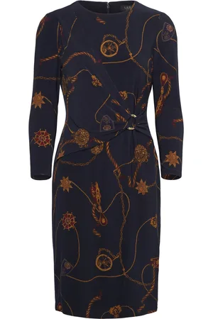 Ralph Lauren Print Jersey Three-Quarter-Sleeve Dress Kort Kjole Multi/patterned