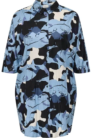 ONLY Carisidora Life 3/4 Knee Shirt Dress Aop Knælang Kjole Blue