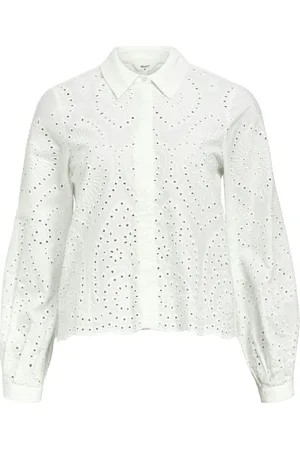 Object Objbitten L/S Re Shirt Noos Tops Shirts Long-sleeved Cream
