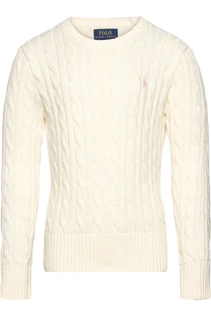 Ralph Lauren Cable-Knit Cotton Sweater Tops Knitwear Pullovers White
