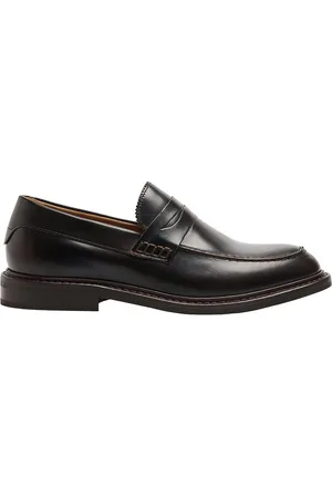 SELECTED Slhcarter Leather Low Penny Loafer Loafers Flade Sko Brown