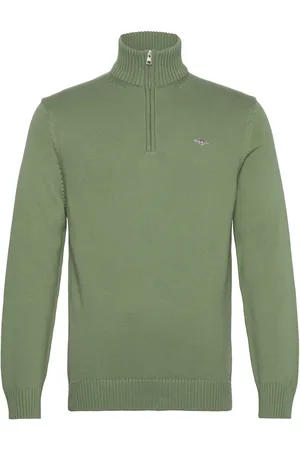 GANT Casual Cotton Halfzip Tops Knitwear Half Zip Jumpers Green