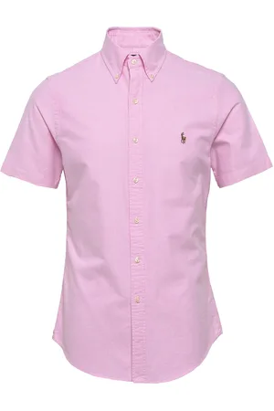 Ralph Lauren Slim Fit Oxford Shirt Designers Shirts Short-sleeved Pink