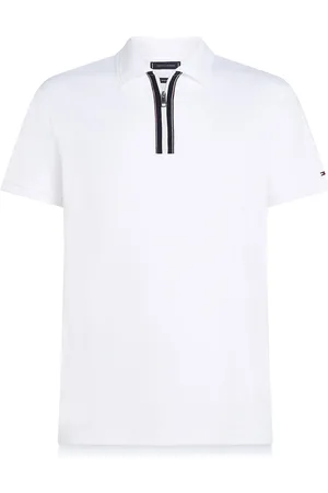 Tommy Hilfiger Zip Liquid Cotton Reg Polo Tops Polos Short-sleeved White
