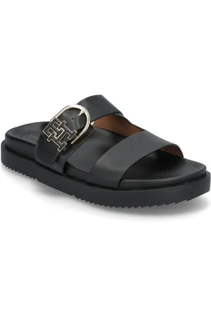 Tommy Hilfiger Leather Sporty Mule Flade Sandaler Black