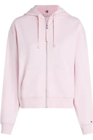 Tommy Hilfiger Reg Script Zip Hoodie Tops Sweatshirts & Hoodies Hoodies Pink