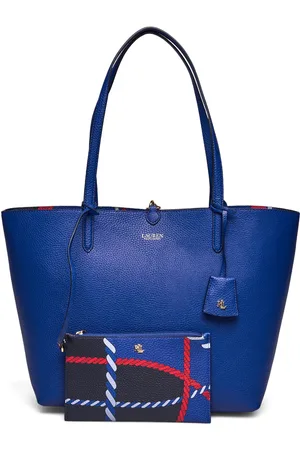 Ralph Lauren Faux-Leather Reversible Tote Bag Shopper Taske Blue