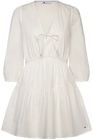 Tommy Hilfiger Tjw Poplin Tiered Mini Dress Ext Kort Kjole Cream