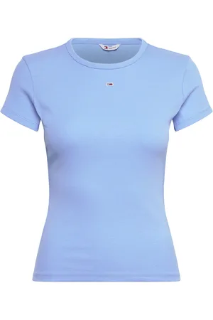 Tommy Hilfiger Tjw Slim Essential Rib Ss Ext Tops T-shirts & Tops Short-sleeved Blue