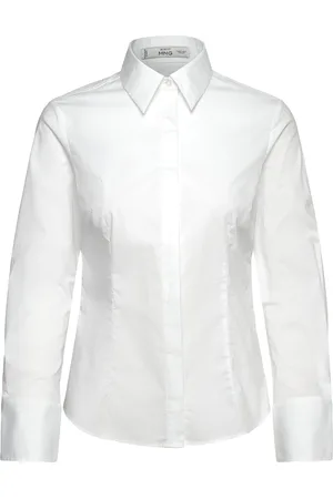 MANGO Fitted Cotton Shirt Tops Shirts Long-sleeved White