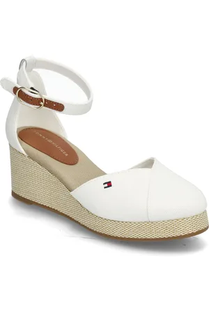 Tommy Hilfiger Flag Closed Toe Mid Wedge Espad Sko Med Kilehæl White