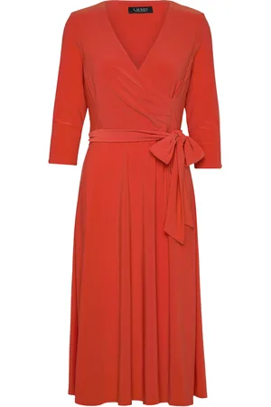 Ralph Lauren Surplice Jersey Dress Knælang Kjole Orange