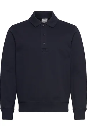MANGO Brushed Regular-Fit Polo Sweatshirt Tops Sweatshirts & Hoodies Sweatshirts Navy