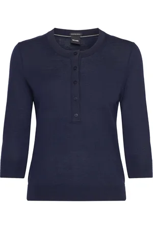 HUGO BOSS Fiblure Tops Knitwear Jumpers Navy