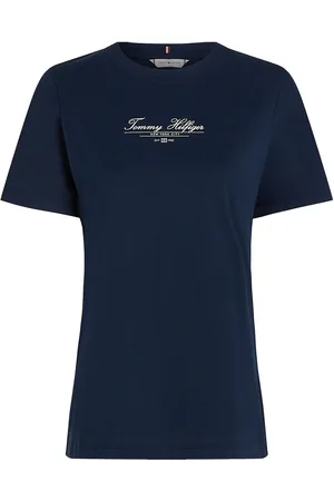 Tommy Hilfiger Reg Script C-Nk Tee Ss Tops T-shirts & Tops Short-sleeved Navy