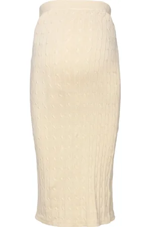 Mama;licious Mlraya Knit Midi Skirt Hw Knælang Kjole Cream