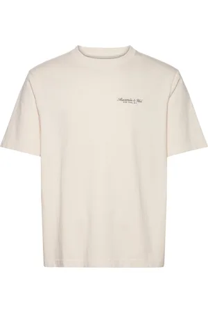 Abercrombie & Fitch Anf Mens Graphics Tops T-Kortærmet Skjorte Cream