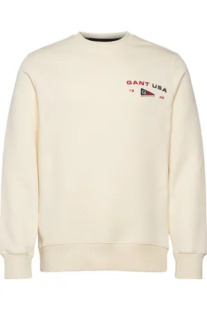 GANT Graphic C-Neck Tops Sweatshirts & Hoodies Sweatshirts Cream