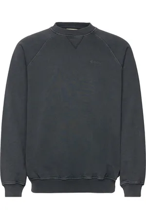 Woodbird Wbzhang Washed Crew Tops Sweatshirts & Hoodies Sweatshirts Black