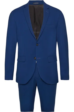 Lindbergh Plain Mens Suit - Normal Length Habit Blue