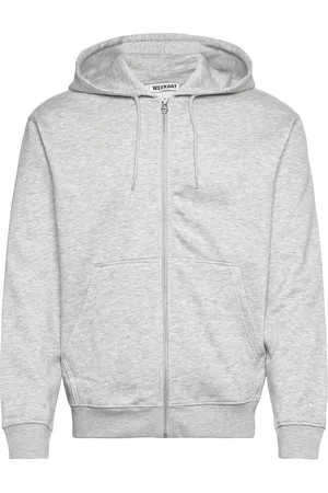 Weekday Standard Zip Hoodie Tops Sweatshirts & Hoodies Hoodies Grey