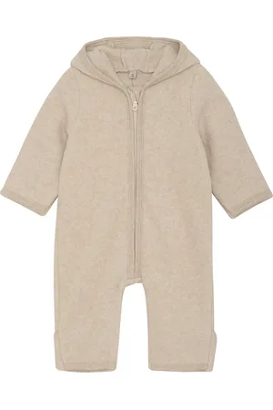Huttelihut Pram Suit Ears Cot. Fleece Outerwear Fleece Outerwear Fleece Coveralls Beige