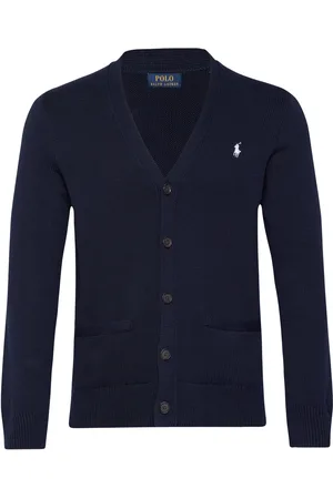 Ralph Lauren Cotton V-Neck Cardigan Tops Knitwear Cardigans Navy