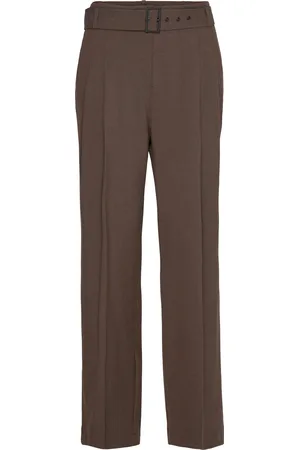 MANGO Belt Suit Trousers Bottoms Trousers Suitpants Brown
