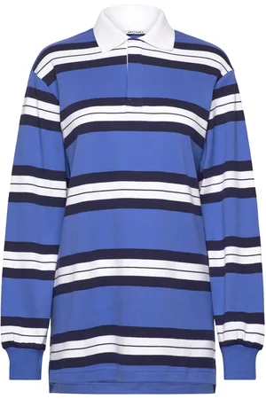 Monki Long-Sleeved Rugby Mini Dress Kort Kjole Blue