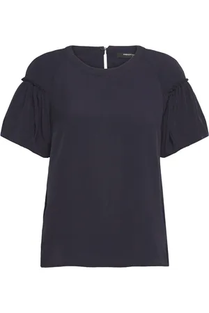 French Connection Crepe Light Puff Sleeve Top Tops T-shirts & Tops Short-sleeved Navy