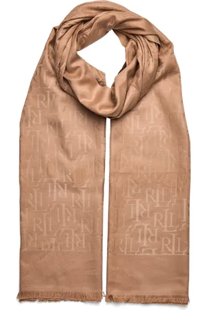 Ralph Lauren Logo Cotton-Blend-Jacquard Scarf Accessories Scarves Lightweight Scarves Beige
